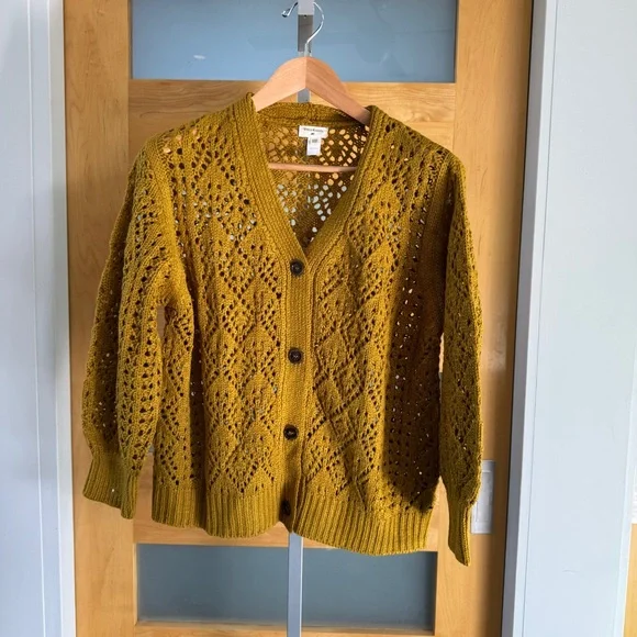 Cost Plus World Market Mustard Lace Cardigan - Picture 1 of 5